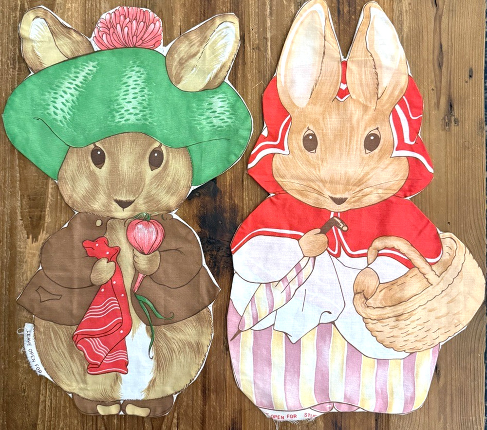 Vintage Cut & Sew Fabric Panels Beatrix Potter Benjamin Bunny Pillow Not Stuffed